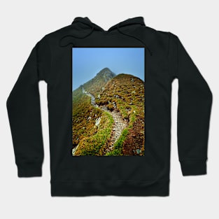 Misty mountains and hiking trail Hoodie